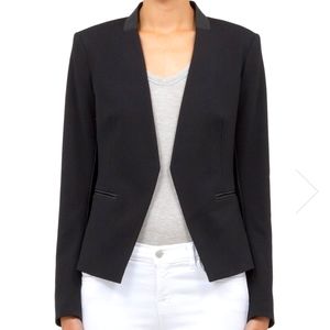 Theory Lanai Lck Huntington Leather Trim Goat Jacket Blazer Minimal 0